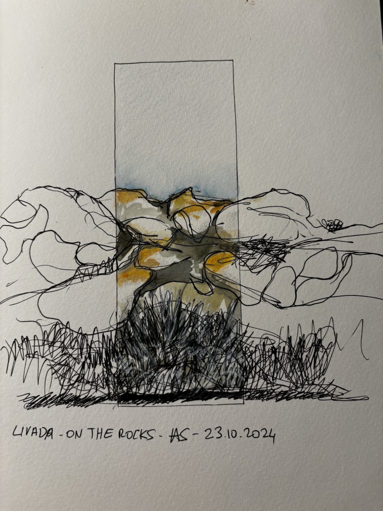 Livada -on the rocks Scenery of small rocks and grasses by the river at Livada