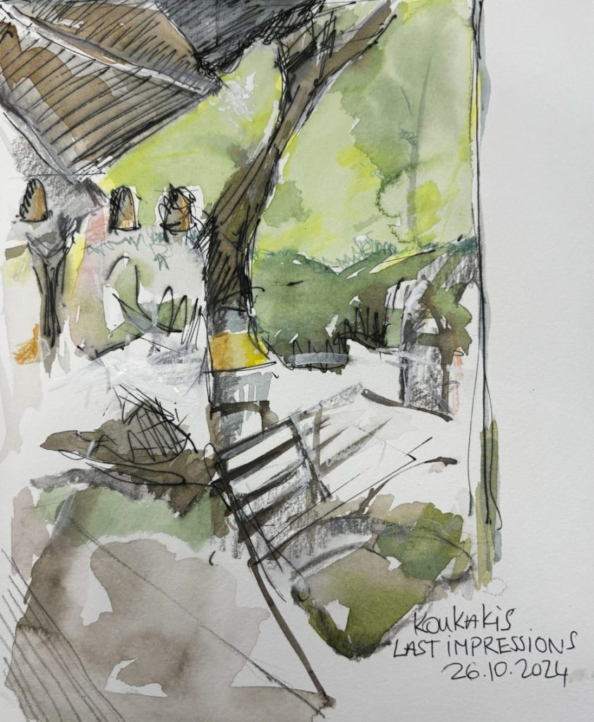 Koukakis - last impressions Aquarelle terrasse à Athene quartier Koukakis 2024