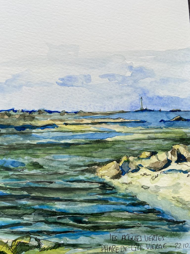 Green algae, Lighthouse of Ile Vierge - Les algues vertes, phare de l'ile Vierges Green algae pollution with Lighthouse of Ile Vierge - Les algues vertes, phare de l'ile Vierge